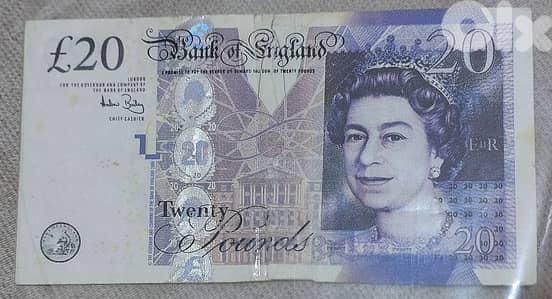 Twenty  English Pounds banknote Memorial for the Queen Elizabath II