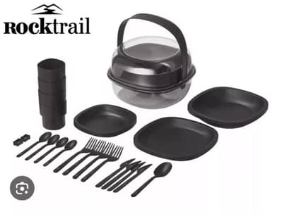 rocktrail 33 piece camping tableware set