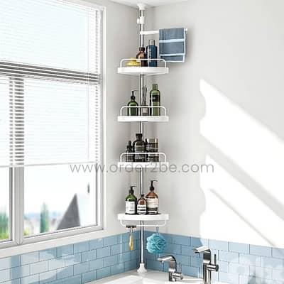 Adjustable Shower Corner Rack w/ 4 Shelves & Towel Holder