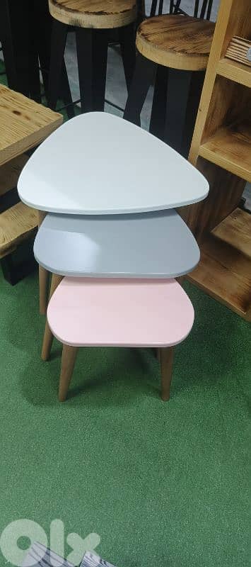 set 3 tables طقم طاولات خشب