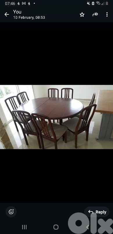 dining table +8 chairsتصفية نهاءية طاولة سفرة خشب جيدة بسعر مغر جدا