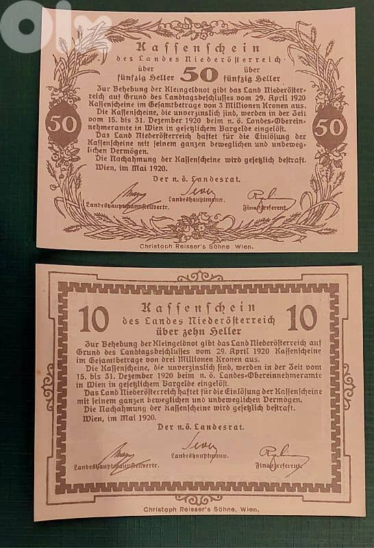 1920 Austria two old banknotes 1