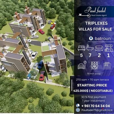 triplexes for sale in batroun (19 min away )