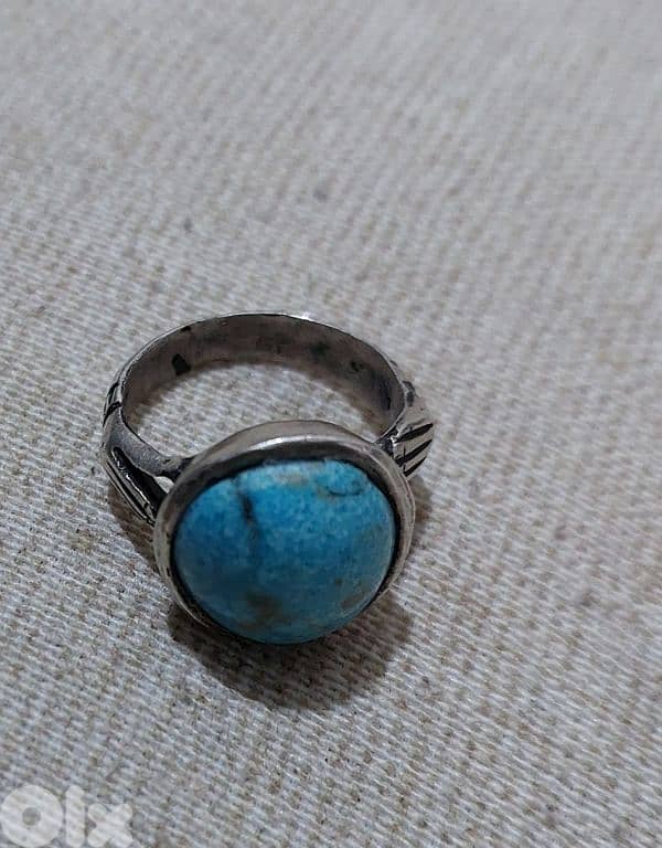 Silver Neyshabur ring خاتم فيروز نيشابوري فضة مميز وزن ١٠،٥٠ غرام 1