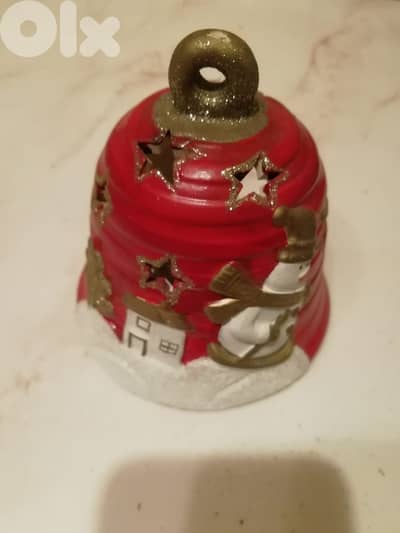 Decorative small candle holder for christmas decoration 13cm pottery