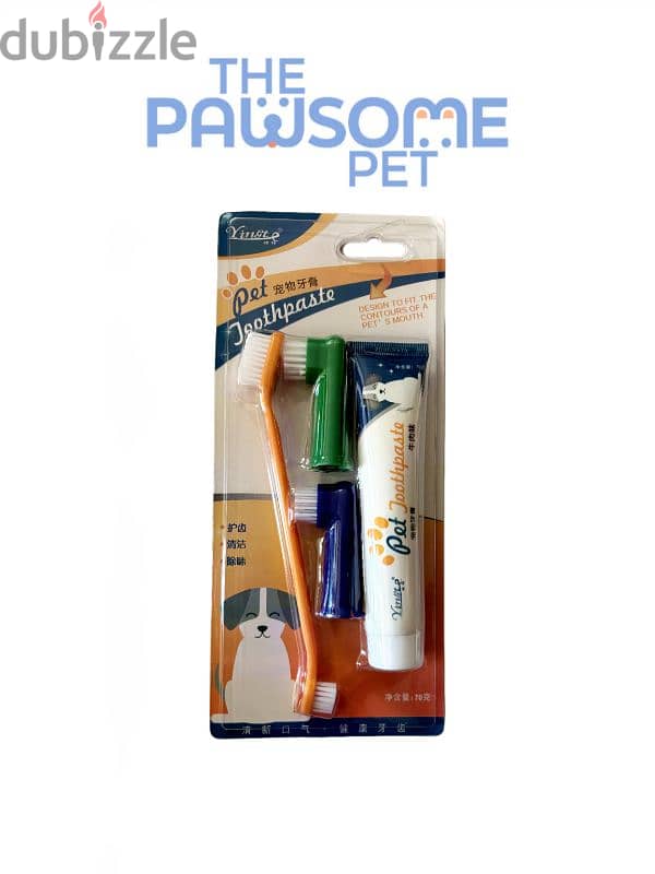 Pawsome's cat and dog toothbrush toothpaste set 3