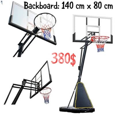 Portable Adjustable Basketball hoop 140 cm x 80 cm