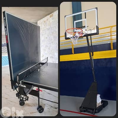 670$ for (2 items) table tennis Stiga action movable basketball hoop