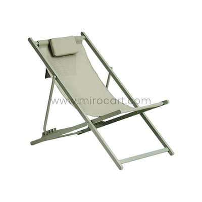 Portable Beach Sun Lounger – Steel Frame, 4 Reclines & Storage Pocket
