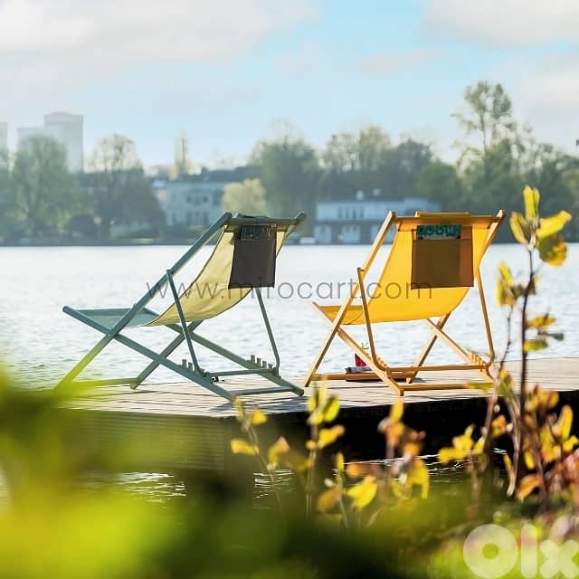 Portable Beach Sun Lounger – Steel Frame, 4 Reclines & Storage Pocket 3