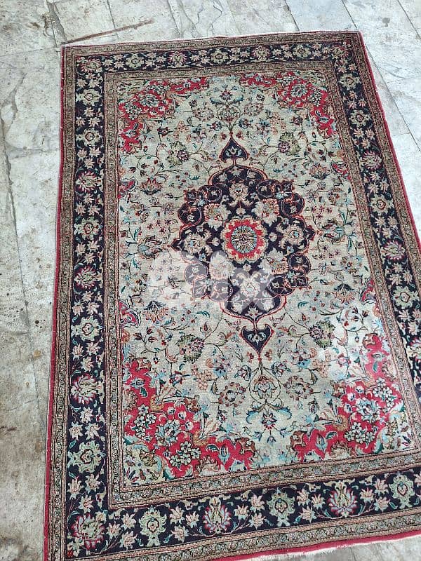 سجادة قم انتيك حياكة يد الوان نباتي انتيك 1
