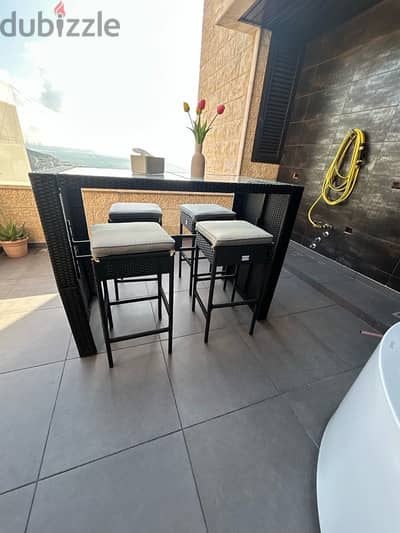 5 Piece Garden Bar Set with cushions