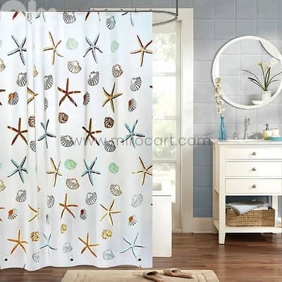 Starfish Shower Curtain - Waterproof EVA Fabric - 180x180cm Bath Liner