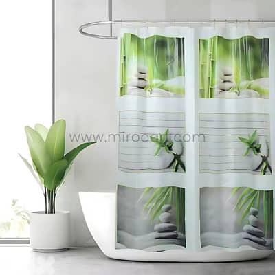 Modern Zen Shower Curtain – Waterproof PEVA Liner for Tubs, 180x180cm