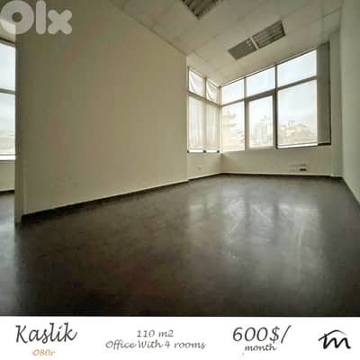Kaslik | Prime Location | 110m² Office / Clinic | 4 Rooms | Parking