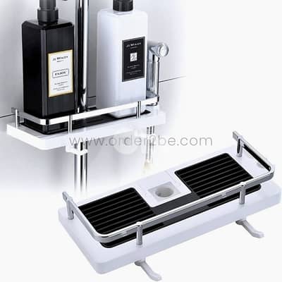Space-Saving Shower Caddy–Drill-Free ABS Shelf + Drainage Tray, Hooks