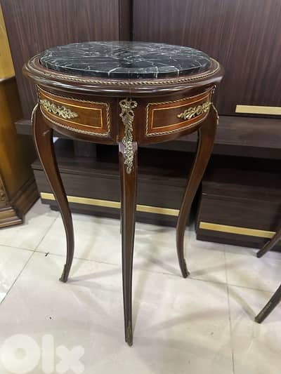 طاولات اتنين خشب زان انتيك مرصع نحاس وجوه رخام