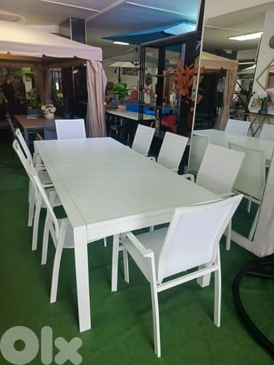 طاولة الومينيوم بفتح Table aluminum with 8chairs