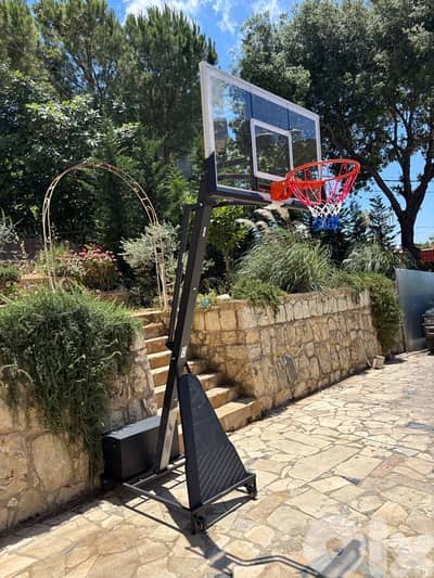 Tempered glass Adjustable Basketball hoop with Iron base