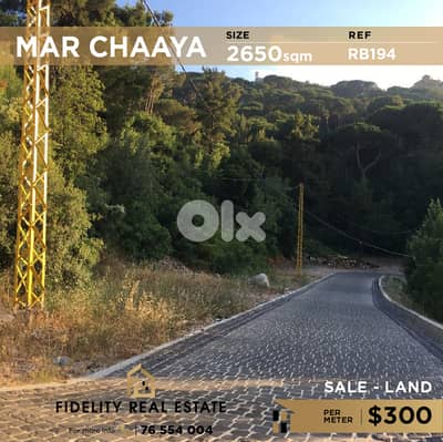 Land for sale in Mar Chaaya RB194 أرض للبيع في مار شعيا