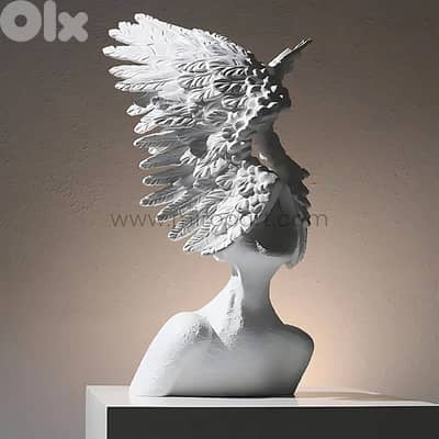 Celestial Winged Angel Sculpture – 55cm Resin Seraphim Decor Statue