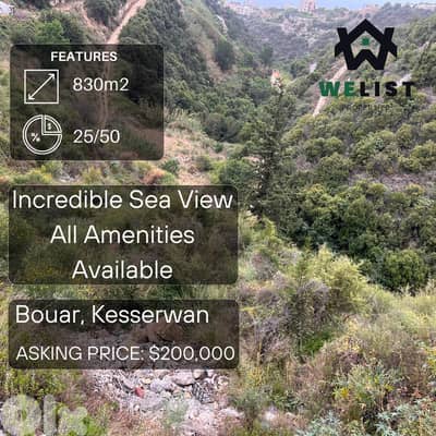 830sqm Land for sale in Bouar, Kesserwan   REF: MA25MLB830200