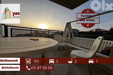 Ballouneh 110m2 | Rent | Furnished | Sea View | High End | KS