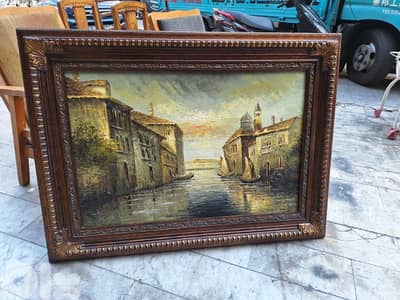 لوحة مميزة رسم اسباني رائعة جدا حجم كبير مع كادر خشب مميز