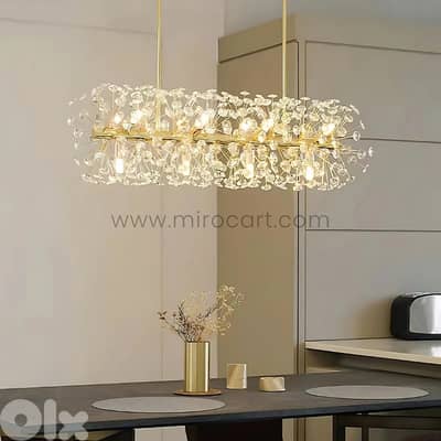 Luxury Gold Bar Chandelier with Cascading Crystals for Dining Room