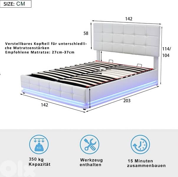 double bed leather white 4