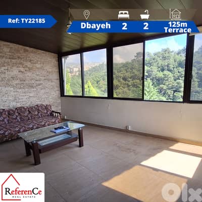 Apartment with Terrace for Rent in Dbaye  شقة مع تراس للايجار في ضبية