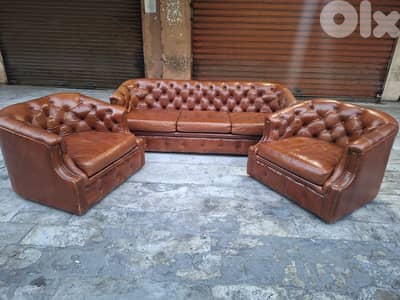 salon chesterfield genuine leather buffalo original England