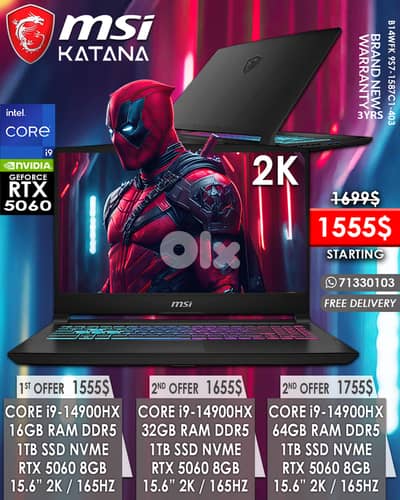 Msi Katana 15 B14WFK 9S7-1587C1-403 CORE i9 14TH RTX 5060 15.6" 165HZ