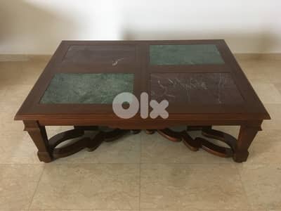 Table Mahogany massif with marble. like new