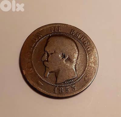 1853 France Napoleon III 10 Centimes bronze