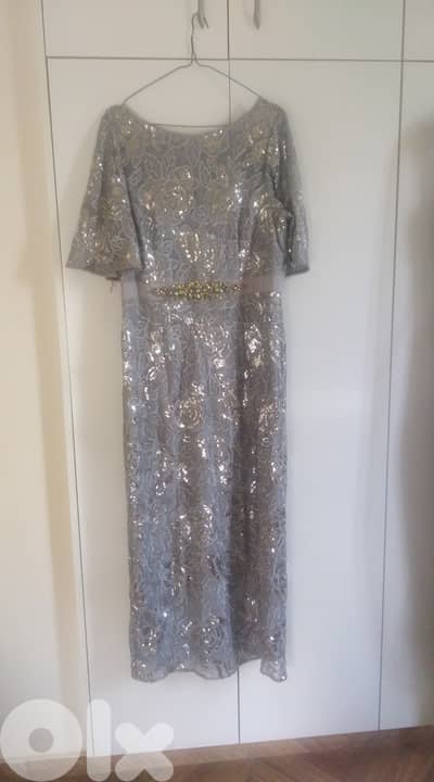Long wedding dress color silver
