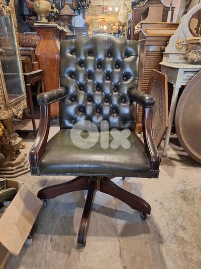 English genuine leather office chair