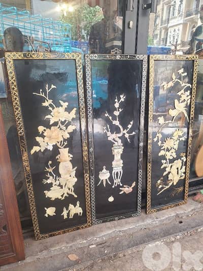 لوحات عدد٣ صيني انتيك مرصع بالصدف