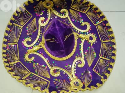 Sombrero Mariachi Hat from Mexico in Purple and Gold Colour Combinatio