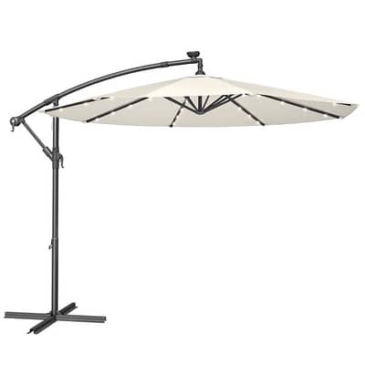 Parasol with Solar-Powered LED Lights, 3 m Banana Patio Umbrella