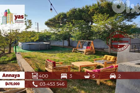 Annaya 400m2 | 1100m2 Land | Furnished Villa | 2 Floors | View | PA |