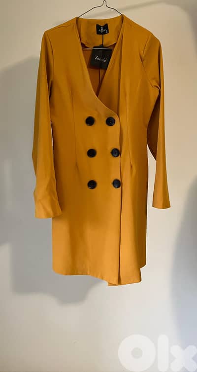 Mustard Blazer Dress | فستان بليزر أصفر خردلي