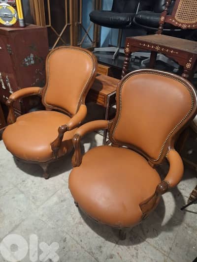 arm chairs Louis Phillip leather original