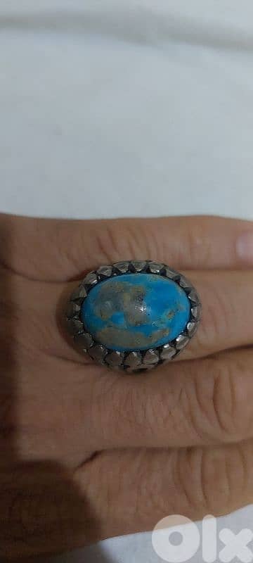 خاتم فضة فيروز نيشابوري وزن١٦  غرام  Ring silver fayrouz 16.4 grams 1