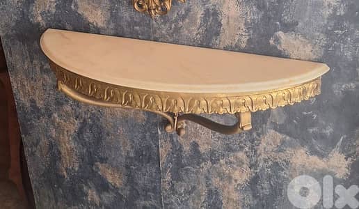 Antique bronze and marble console stand