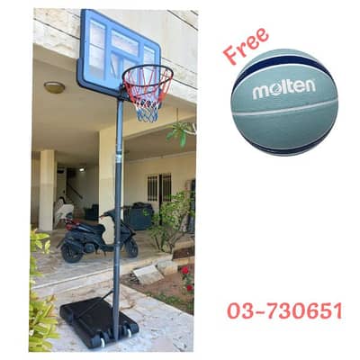 145$ movable basketball hoop+ free basketball (Backboard 110x70cm)
