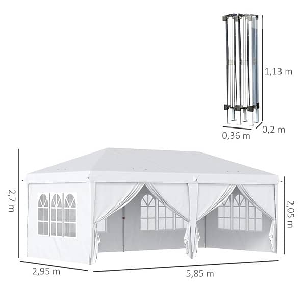 Gazebo Folding Pop-up Waterproof 6 x 3 x 2.7 2