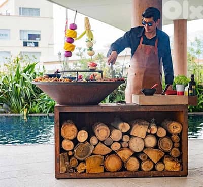 barbecue wood and charcoal grill BBQ