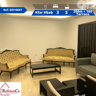 Furnished apartment in Kfar hbab شقة مفروشة في كفرحباب