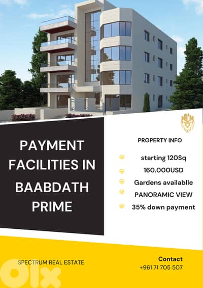 UNDERCONSTRUCTION |  BAABDAT PRIME 35% DOWN PAYMENT, (BB-203)